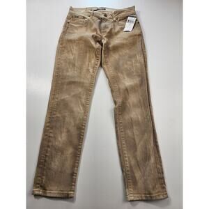 NWT Tompkins skinny crop polo size 25 clay brown grunge vintage tiedye fade new